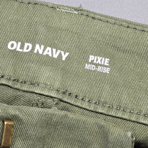 Old Navy Green Moss Pants NEW Pixie Chino Stretch Skinny Womens Size 12 Tall Zip - Picture 8 of 9